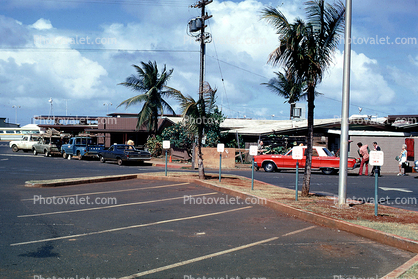 Cars, parking lot, Kauai, Terminal, 1970s
