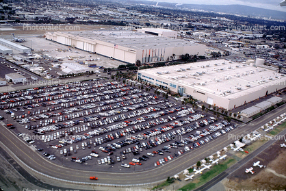 Boeing Manufacturing, C-17, parking lot, cars, buildings