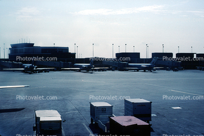baggage carts, Chicago, September 1983, 1980s