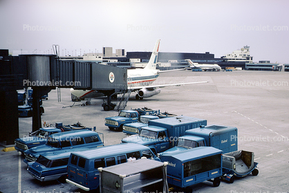 Trucks, Cars, Bagagge Carts, Ground Equipment, Jetway, Airbridge, August 1973, 1970s