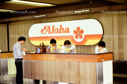 Mod Graphics, Ticket Counter, Hilo Airport, Hawaii, November 1978