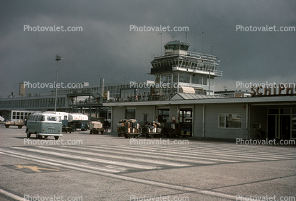 Schiphol Airport Terminal, building, Volkswagen Van, 1950s