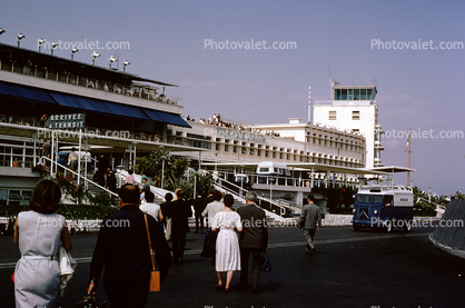 Passengers Arriving, Arrivals, People, tarmac, Citroen H Van, Nice-Cote D' Azur, 1960s