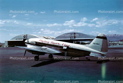 N67983, Flying Tiger Line, Curtiss C-46F, R-2800, 1950s