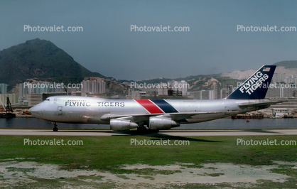 N812FT, Flying Tiger Line, Boeing 747-245F, JT9D-70A, JT9D, Hong Kong, 747-200 series, 747-200F