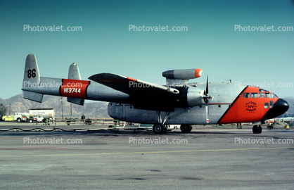 N13744, Fairchild C-119G Flying Boxcar, Tanker-86, Firefighting Airtanker, Flying-HV-Service, Hemet, California