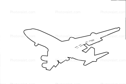 Boeing 747-422 outline, line drawing, shape