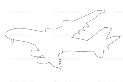 Airbus A380-861 outline, line-drawing