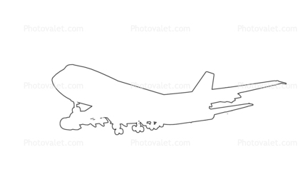 Boeing 747-121 outline, line drawing, shape