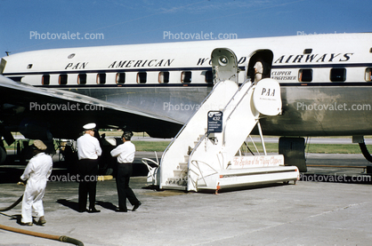 N737PA, Pan American World Airway PAA, Clipper Kingfisher, Douglas DC-7C, (Clipper Climax), 1950s