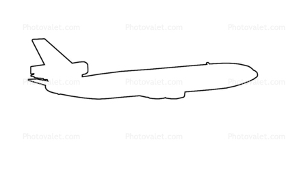 Douglas DC-10 outline, line drawing, shape