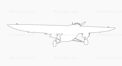 Trimotor outline, line drawing, shape