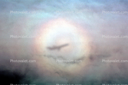 Boeing 727, 360 degree Rainbow, Shadow, Glory Ring Halo, Cloudbow, daytime, daylight