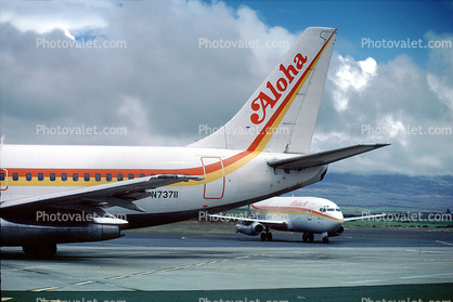 N73711, Boeing 737-297, 737-200 series, Aloha Airlines, Funjet, JT8D-9A, JT8D, Kahului International Airport (OGG)