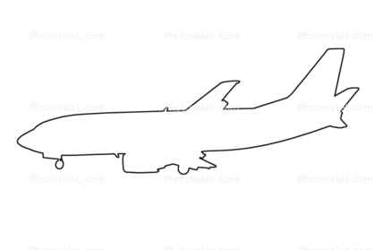 outline of a Boeing 737, line drawing, shape