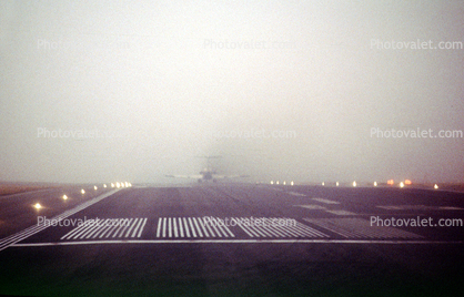 SeaTac Runway, Jet Taking-off, smoke, fog