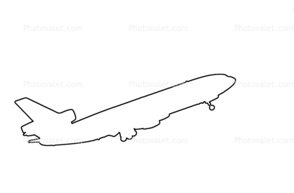 Douglas DC-10-15 outline, line drawing, shape