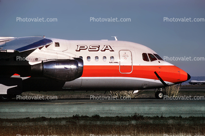 N352PS, The Smile of Redmond, PSA, Pacific Southwest Airlines, BAe 146-200, (SFO)