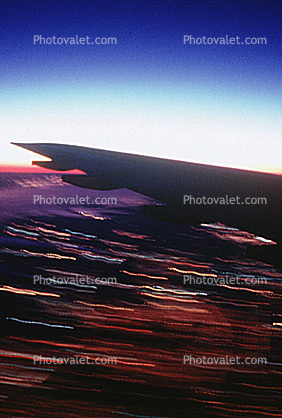 Boeing 747, Twilight, Dusk, Dawn, Lone Wing in Flight