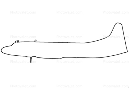 Convair CV-580 outline, line drawing, shape