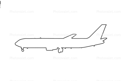 outline of a Boeing 767-332, 767-300, line drawing, shape, 767-300 series