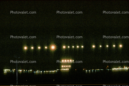 Los Angeles International Airport, Landing Lights, Nighttime, landing-approach lights