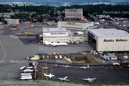 Alaska Airlines ASA Hangar, Fuel Trucks, Delta, Hangars, 08/08/1992