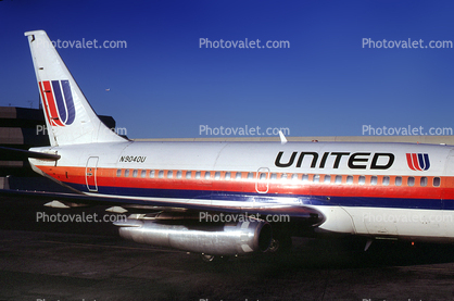 N9040U, Boeing 737-222, United Airlines UAL, (SFO), 737-200 series, JT8D-7B, JT8D