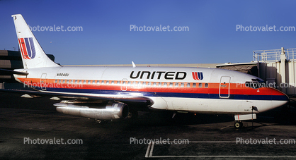 N9040U, United Airlines UAL, (Boeing 737-222, SFO), 737-200 series, JT8D-7B, JT8D