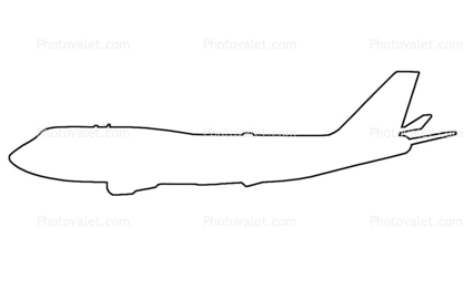 Boeing 747-400 outline, line drawing, shape