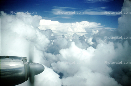 Turbo-prop in flight, VP-TBN, Vickers Viscount V.702, clouds