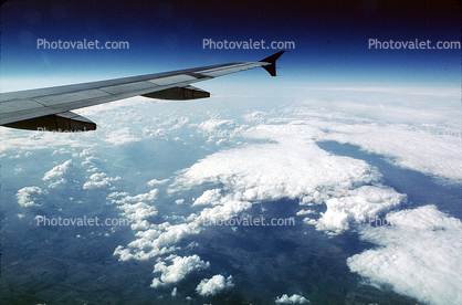 Airbus A320 Wing in Flight, Airborne, Clouds