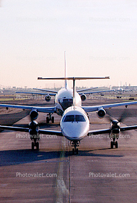 Aircraft lined up for take-off, Newark Liberty International Airport, New Jersey, Embraer Brasilia EMB-120