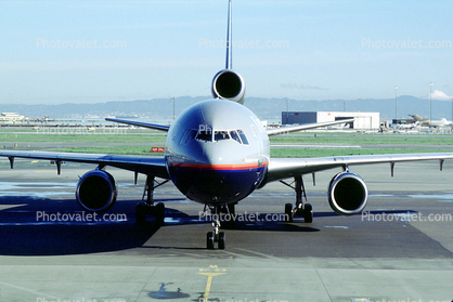 N1857U, United Airlines UAL, Douglas DC-10-30CF, (SFO), CF6-50C2, CF6, head-on