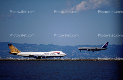 United Airlines UAL, Boeing 747, San Francisco International Airport (SFO), British Airways BAW