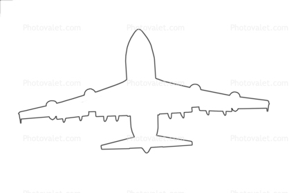 Boeing 747 Outline, Line Drawing