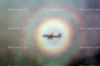 360 degree Rainbow over California, Southern California, Airbus A320 series, Shadow, 360 degree rainbow, Glory Ring Halo, Cloudbow, daytime, daylight