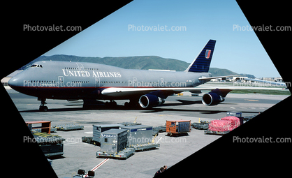 N185UA, Boeing 747-422, United Airlines UAL, PW4056, PW4000, 747-400 series
