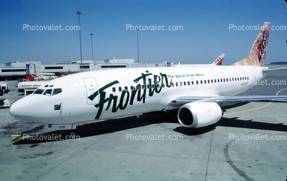N308FL, Boeing 737-3U3, Frontier Airlines, (SFO), Boeing 737-300 series, CFM56-3C1, CFM56
