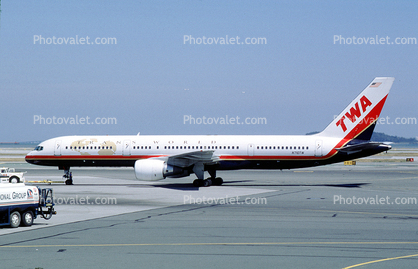 N710TW, Trans World Airlines TWA, Boeing 757-2Q8, PW2037, PW2000, (SFO), May 1999
