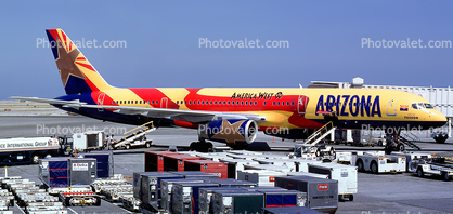 N901AW, Arizona, Boeing 757-2S7, America West Airlines AWE, "City of Tucson", 757-200 series, RB.211, Panorama