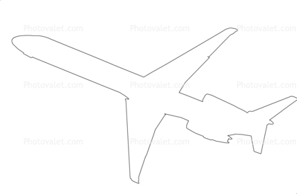 Douglas DC-9 outline, line drawing, shape