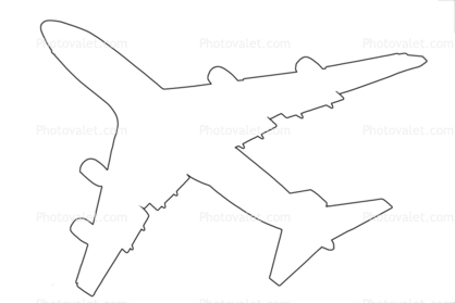Boeing 747-4B5 Outline, Line Drawing