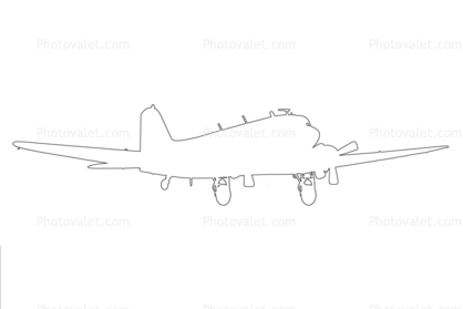 DC-3 outline, line drawing, shape