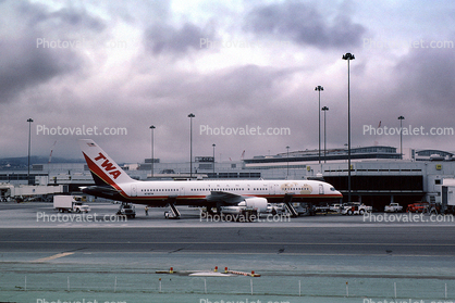 N718TW, Trans World Airlines TWA, Boeing 757-231, (SFO), PW2037, PW2000, August 1999
