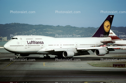 D-ABVE, Boeing 747-430, Lufthansa, San Francisco International Airport (SFO), 747-400 series, CF6, CF6-80C2B1F