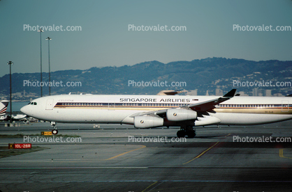 9V-SJO, Airbus A340-313X, Celestar, Singapore Airlines SIA, San Francisco International Airport (SFO), CFM56-5C4, CFM56, A340-300 series