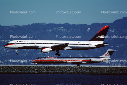 N690DL, Delta Air Lines, Boeing 757, American Airlines AAL, Douglas DC-9, San Francisco International Airport (SFO)