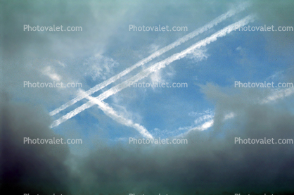 double contrail, Con Trail, Blue Sky, Abstract