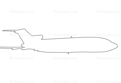 Boeing 727-031 outline, line drawing, shape